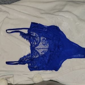 Fashion Nova Royal Blue Lace Bodysuit